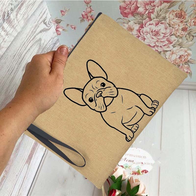 French Bulldog Purse Women Shopping Large Wallet Female Clutch Summer Beach Tote Handbag Travel Toiletries Card Keys Storage Bag