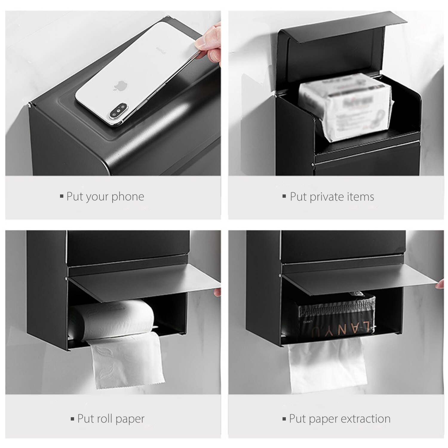 Paper Towel Dispenser Holder Tissue Wall Mounted Drilling Waterproof Toilet Tissue Dispenser Kitchen Paper Towel Dispenser