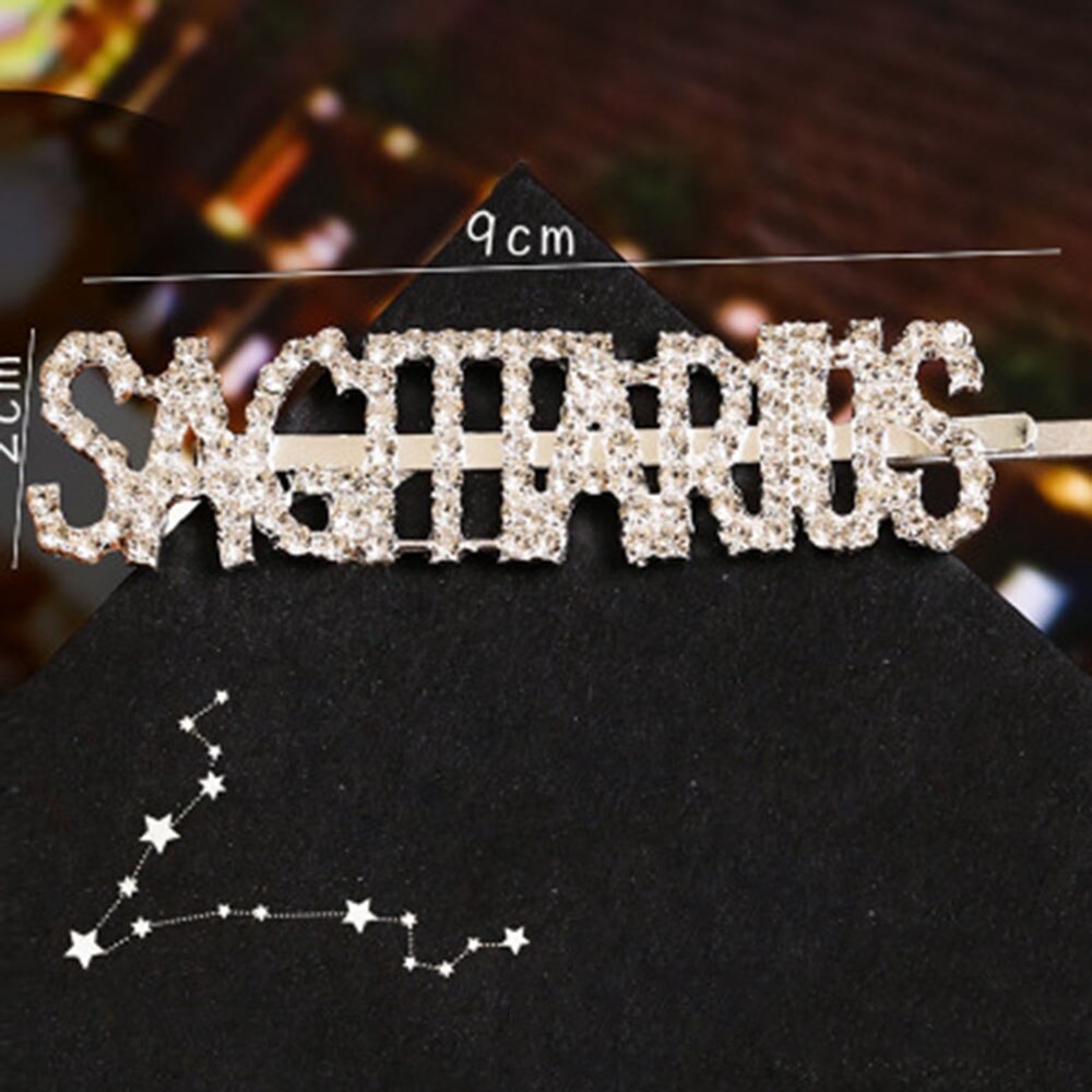 Bling bogstav hårnåle navn hårnål rhinsten brolagt 12 stjernetegn hårnåle og klips bryllup krystal bling brude styling hårspænde: Skytten