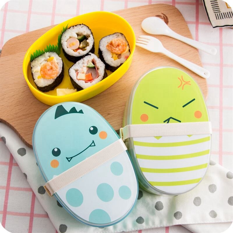 700Ml Cartoon Healthy Lunch Box Cute Kids Microwave Oven Children Bento Boxes Lunchbox Black