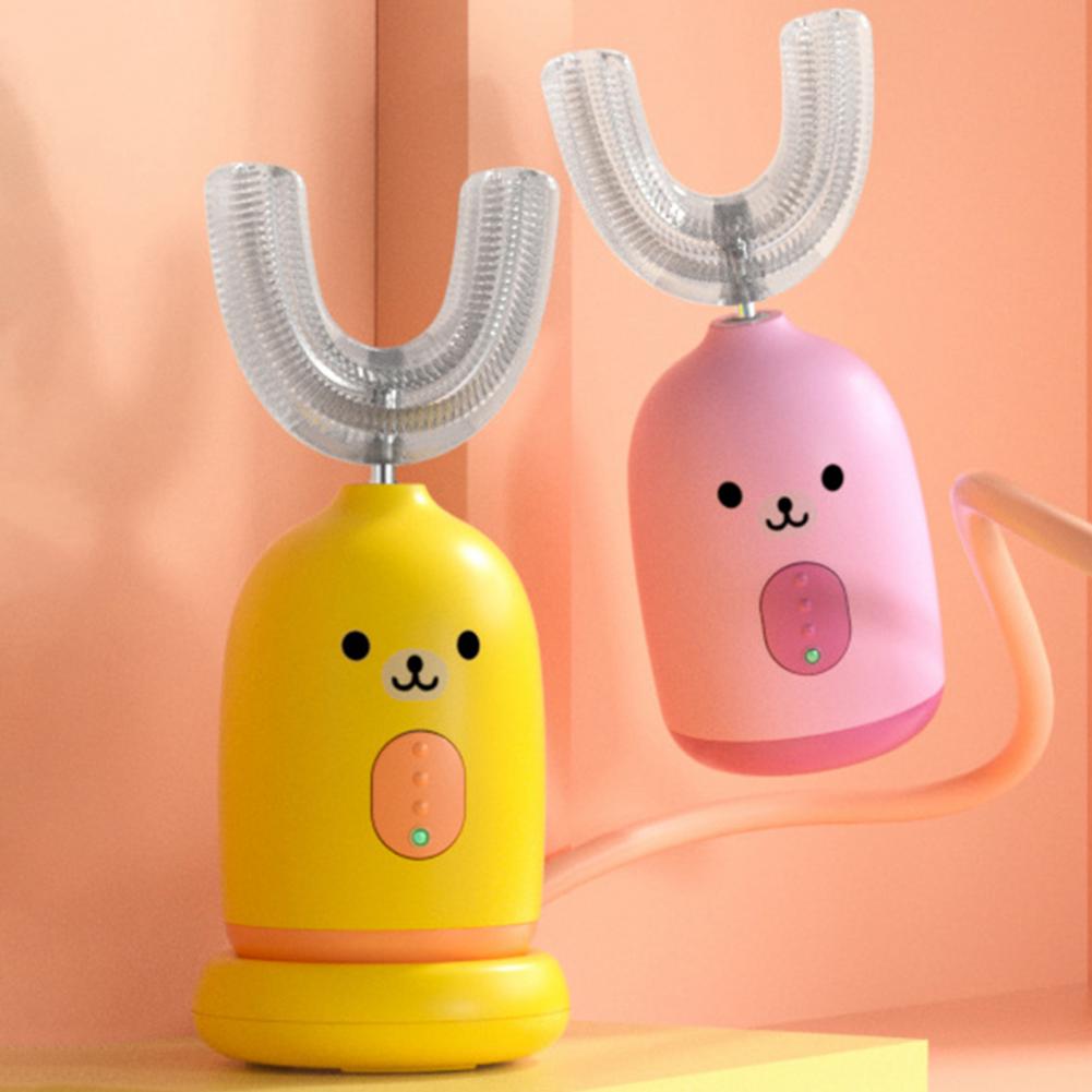 1 Set Kids Tandenborstel Ergonomische Fall Slip Cartoon Handvat U Vorm Elektrische 360 Tandenborstel Voor Reizen Tandheelkundige Zorg