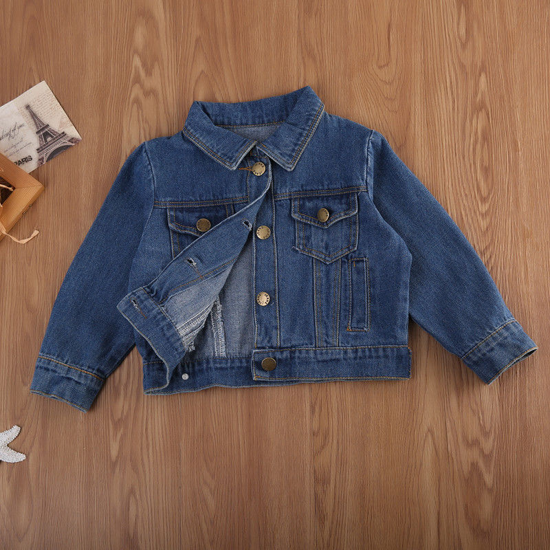 Brand Toddler Infant Children Kids Girls Denim Jean Fall Jacket Button Coat Outwear Tops Spring Autumn Clothes 1-6Y