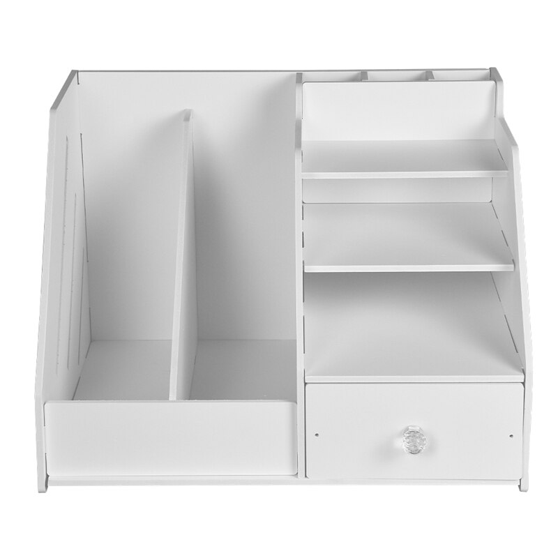 Multifunctional desktop stationery storage box with file file shelf and pen holder drawer rack