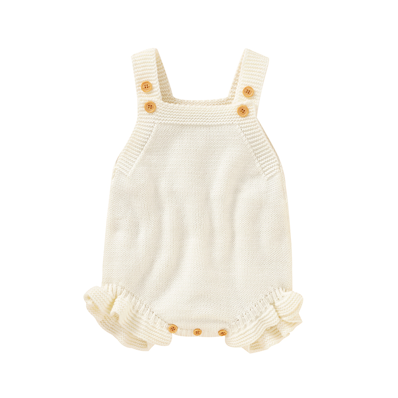 Gebreide acryl spaghettibandjes mouwloze baby meisjes zomer rompertjes draagbare baby jumpsuit peuter bodysuit voor 0-18 maanden: WHITE / 6m