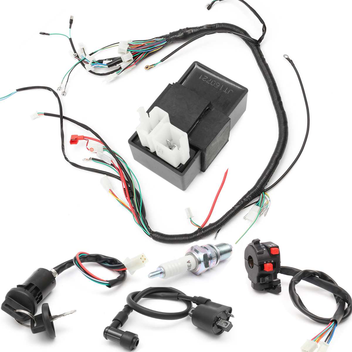 Motorcycle 150cc 200cc 250cc Ignition Coil CDI Regulator Rectifier Solenoid Relay Wiring Harness for ATV Quad Bike