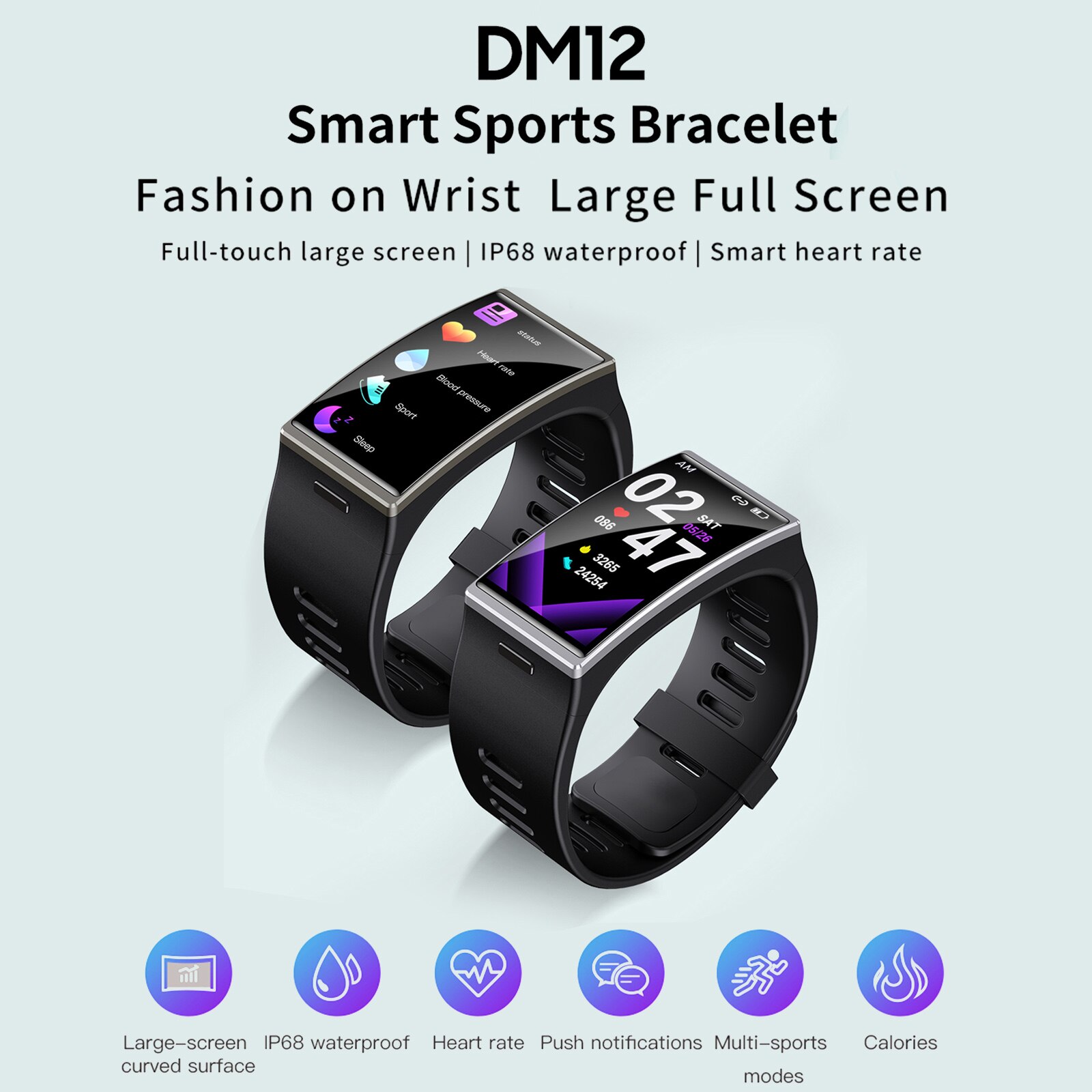 DM12 Smart Horloge Met 1.9 ''Touchscreen Horloge IP68 Waterdichte Bt 5.0 Smart Smartwatch Armband Wrist Band Mannen Vrouwen