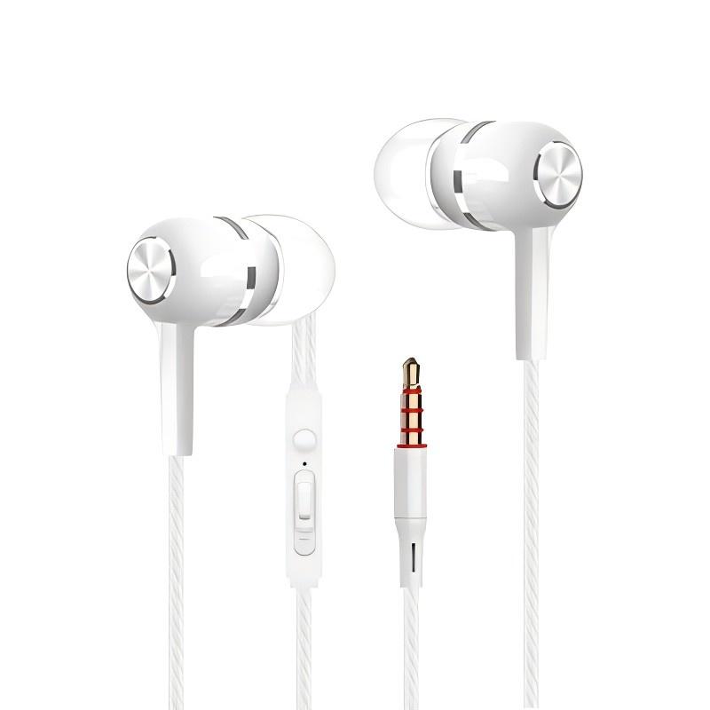 3.5mm fones de ouvido com fio no ouvido fone de ouvido com fio com microfone baixo alta fidelidade estéreo esportes controle em linha para telefones: BRANCO
