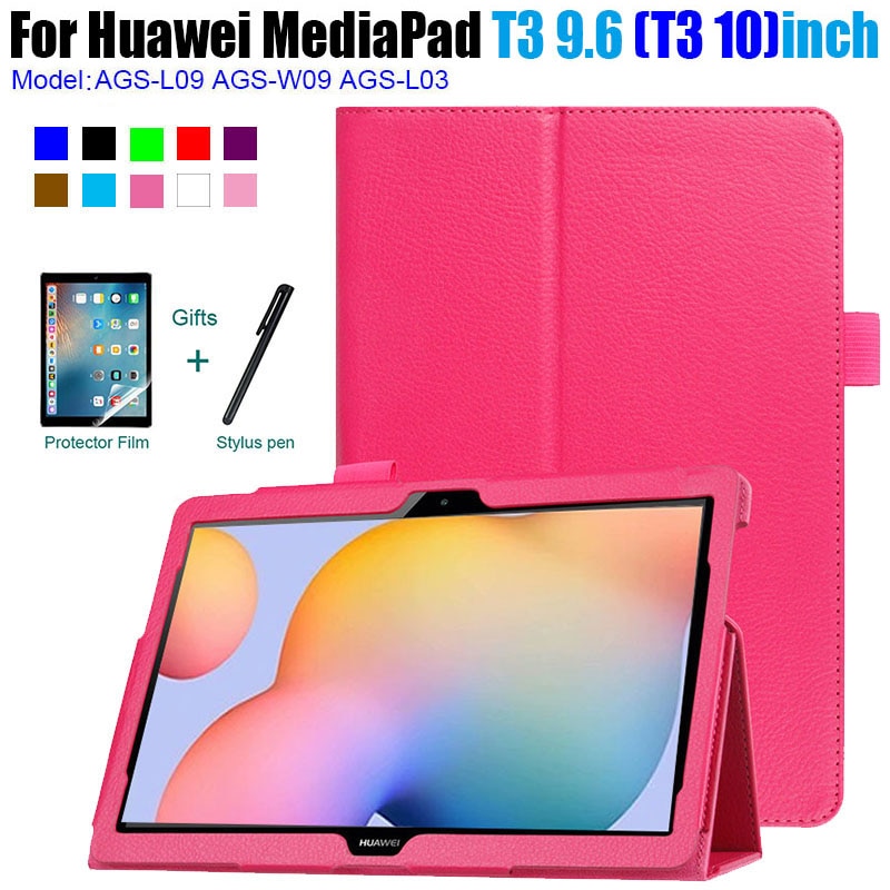 Dla Huawei MediaPad T3 10 przypadku PU skóra stań pokrywy dla Huawei T3 9.6 AGS-L09 AGS-L03 AGS-W09 Tablet Funda Capa