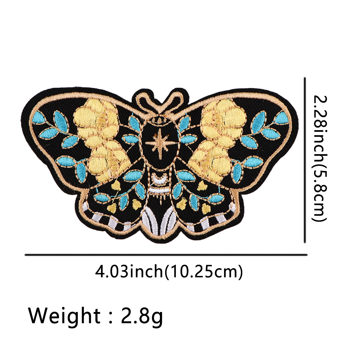 Butterfly Patches Embroidery Badges Iron On Patches On Clothes DIY Dress Jeans Hat Clothing Accesories Moth Applique Stickers: antique silver