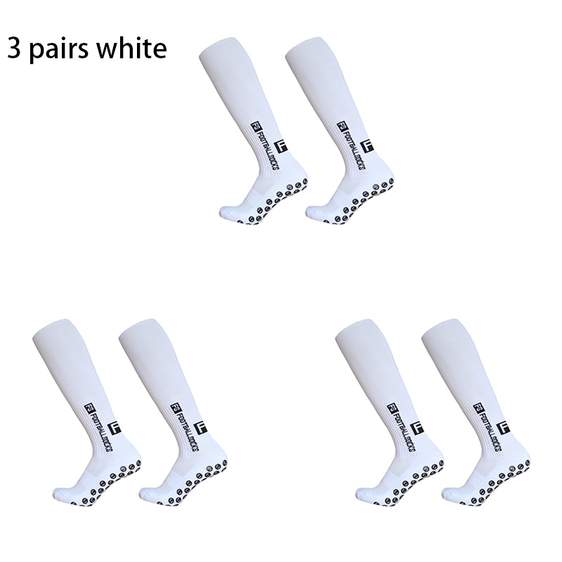 3pairs/set sport piłka nożna skarpety mężczyźni kobiety FS długa rurka skarpety piłkarskie silikonowy uchwyt antypoślizgowy skarpetki: 3pairs white