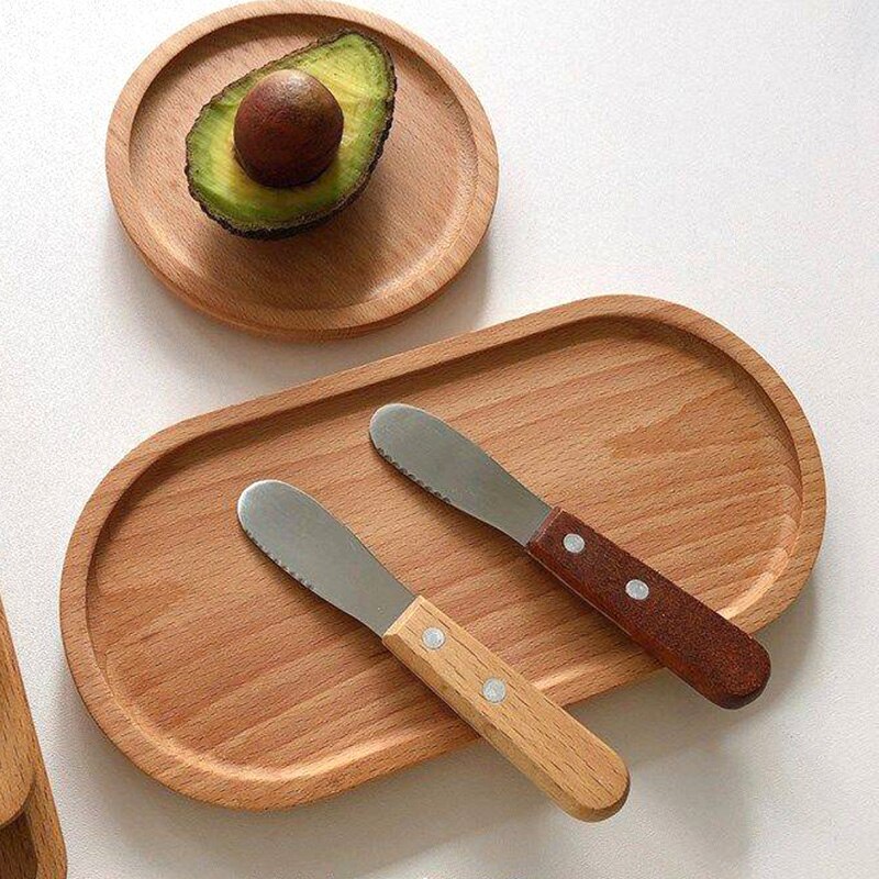 1Pc Mini Stainless Steel Spatula Scraper Knives Breakfast Sandwich Cheese Slicer Spreader Butter Knife Cutter with Wooden Handle