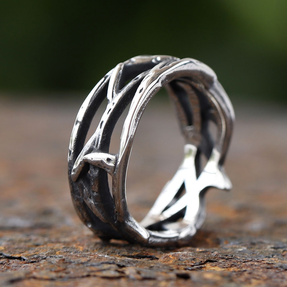 Anillo de pareja de espinas irregulares de acero inoxidable 316L con personalidad, anillos de dedo Retro para hombre y mujer, de joyería para amantes 2024