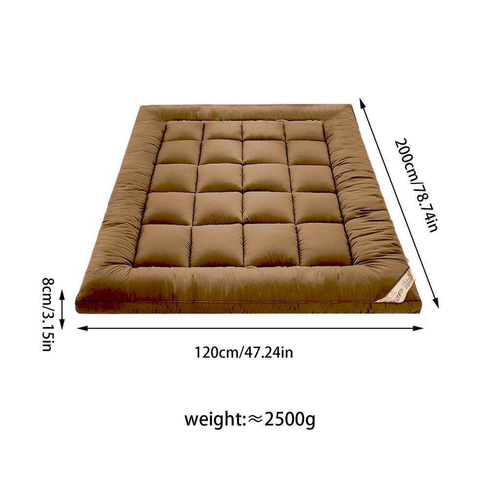 Matelas de tatami simple et double pour adultes, surmatelas doux et confortable, chambre à coucher, optique, 10cm, double, reine, king size: Brun clair