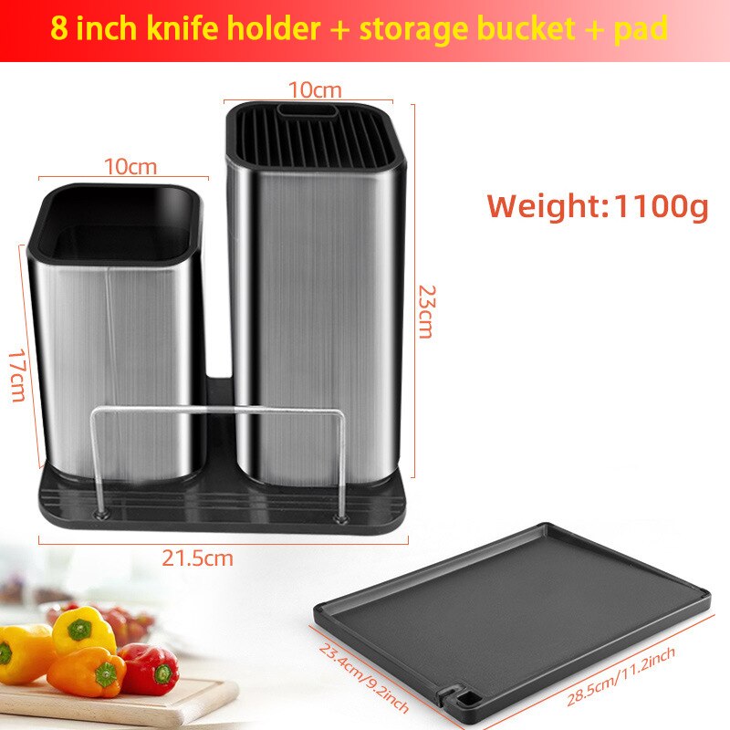 Stainless steel storage knife holder drainable knife rack size kitchen knife knife holder kitchen supplies storage bucket: Combination 3