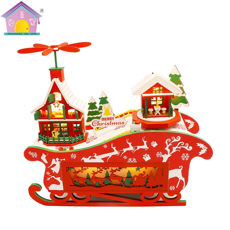 Hoomeda-Diy Diy Hut Fantasy Kerst Night Christmas Decoratie Speelgoed Decoratie