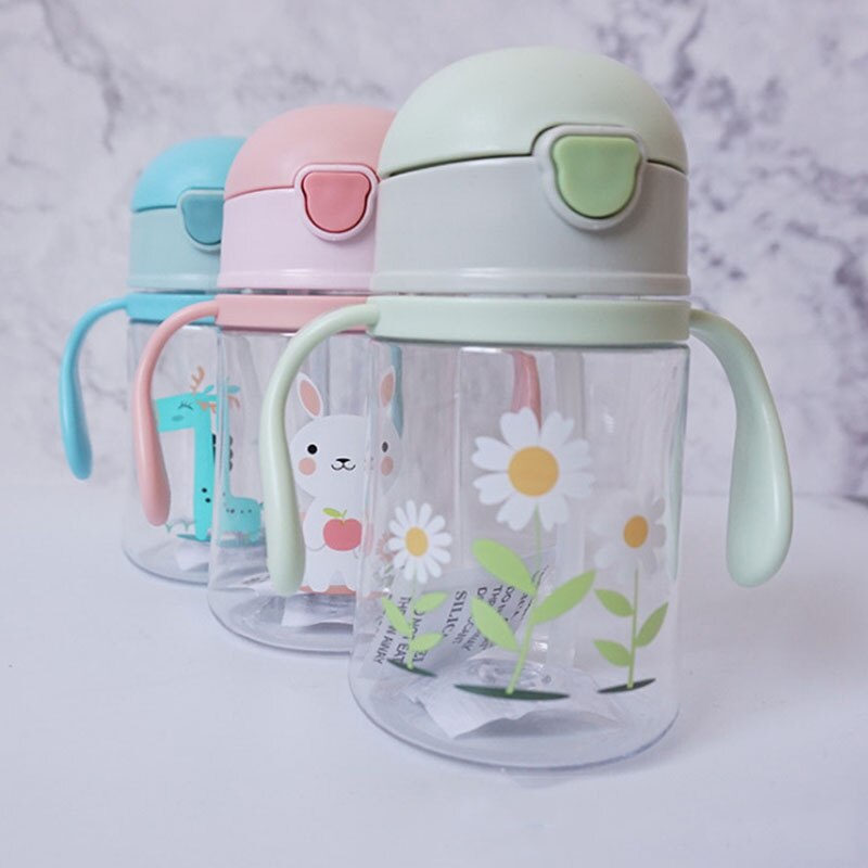 300ml schattige giraffen babybekers voor kinderen, kinderen leren eten, drinken, water, rietje, fles, mamadeira, tuitbeker, training, 3 kleuren