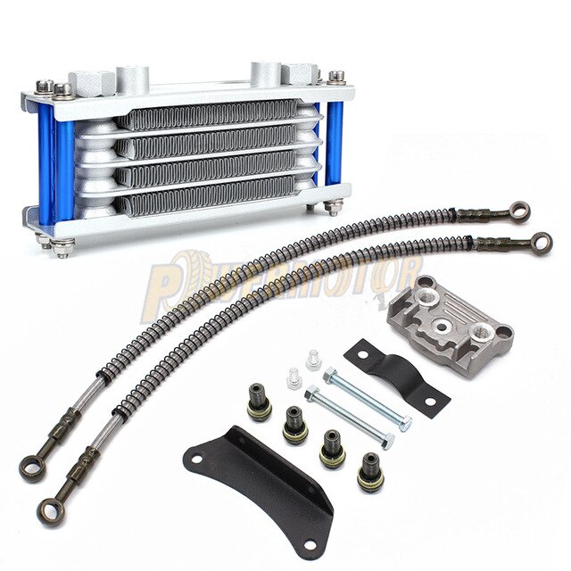 Motorcycle Oil Cooling Cooler Chinese Made Radiator Oil Cooler Set For 50cc 70cc 90cc 110cc 125cc 140cc Horizontal Engine: Blue-For-125cc-140cc