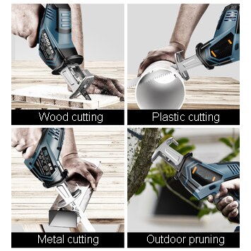 21V Lithium Battery Cordless Reciprocating Saw Kit Outdoor Electric Saw Blades for Wood Metal Cutting Woodworking Tools