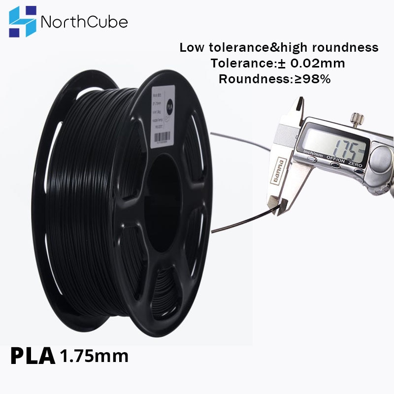 Northcube 3d printer pla filament 1.75mm voor 3d printers , 1kg(2.2 lbs)  +/- 0.02mm zwart