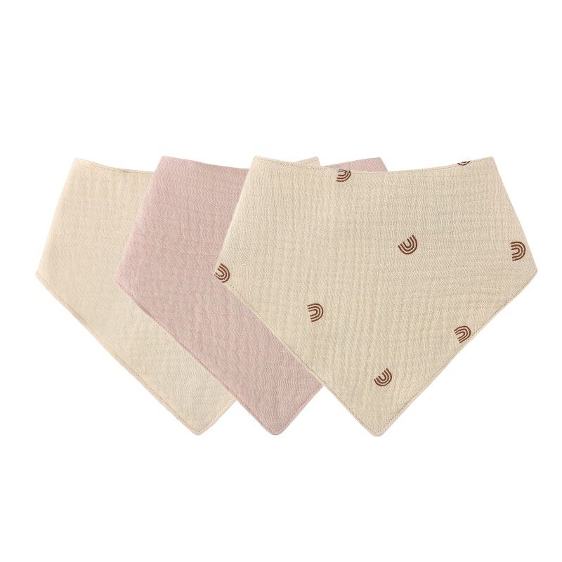 3Pcs Baby Bibs Cotton Newborn Snap Button Soft Triangle Saliva Towel Burp Cloth D5QA: 6
