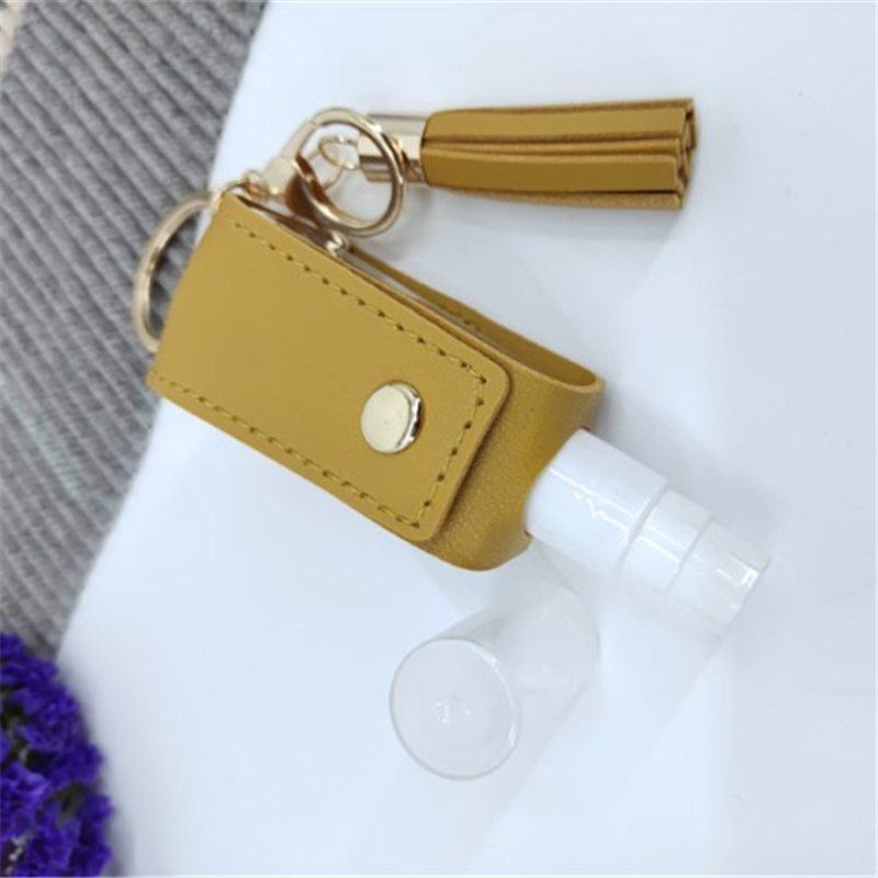 30ml Hand Sanitizer fallen Mini Desinfektionsmittel Hände Tragbare Hydroalcoholic Flasche sprühen Kopf Leder fallen Gesundheit Keychain Halfter: D sprühen Kopf