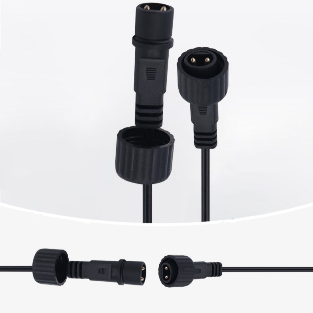 IP67 Mannelijke Led Connector 1.2M 2Pin Zwarte Kabel Waterdichte Draad Voor Zonnepaneel