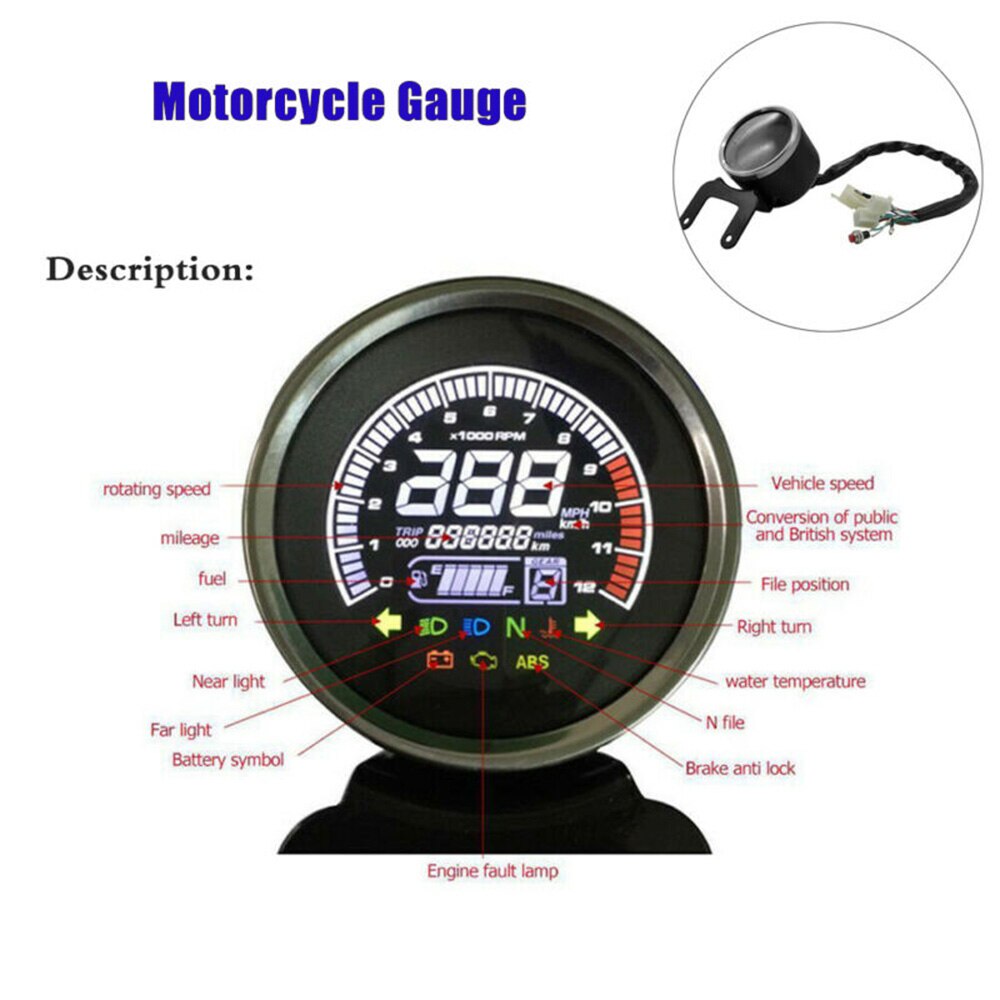 Digital Speedometer Odometer Tachometer Meter Gaug... – Vicedeal