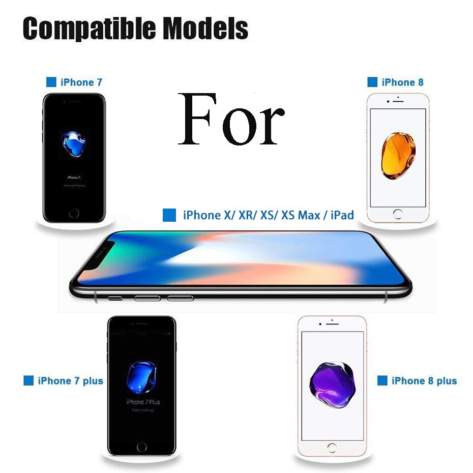 til iphone 7 8 Plus x xr lydlading dobbel adapter splitterkabel til lynkontakt til øretelefon aux-kabel-kontakt omformer