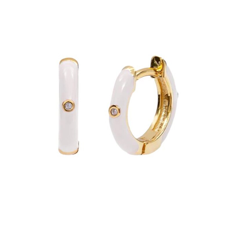 ROXI Ins 9 Colors Colorful Small Hoop Earrings for Women Fine Jewelry Cartilage Earrings Unusual 925 Sterling Silver Pendientes: 8 gold