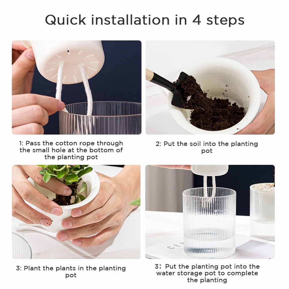 Self-watering Transparent Visual Plant Pot Automatic Water Absorption Hydroponic Pot Flowerpot For Home Garden Deco