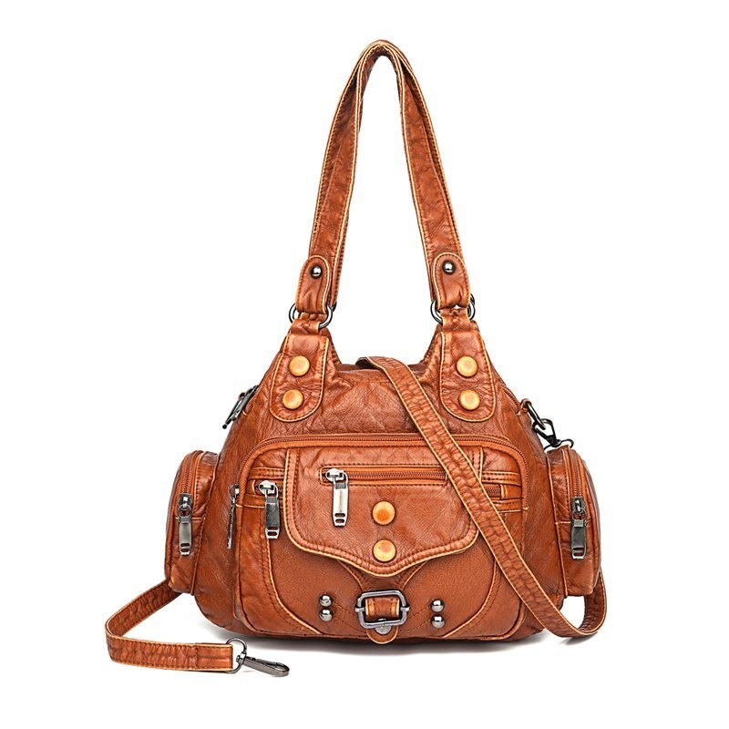Kvinne messenger bag luksus mykt skinn håndvesker dame & #39 ;s vesker kjent merke dame skulder veske: Lysebrun