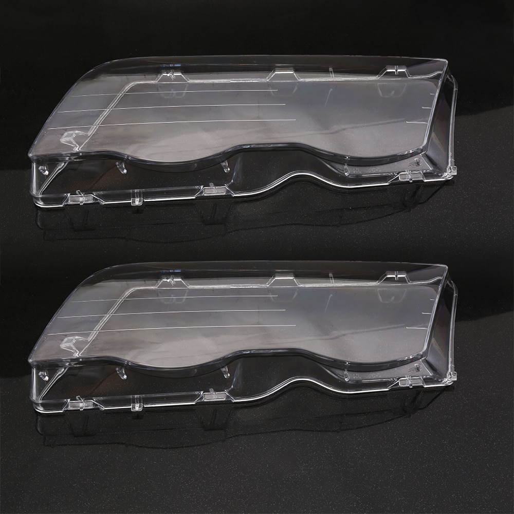 Cubierta de cristal para faros de coche, 2 piezas, transparente, 4 puertas, faro delantero izquierdo y derecho para automóvil, Cubiertas para lentes con estilo para BMW E46 98-01