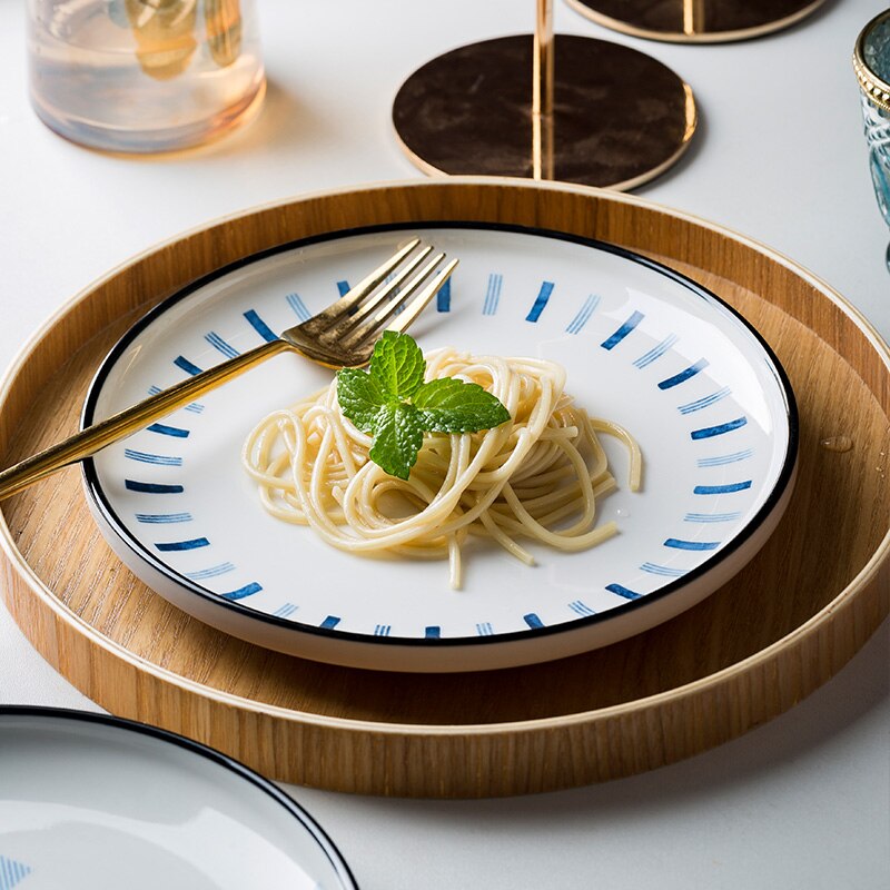 Keramisk bøf tallerken western mad rund 8 tommer gitter porcelæn flad tallerken hjem restaurant køkken service