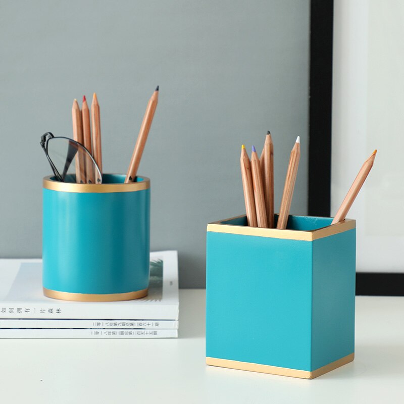 Harpiks marbelize pen holder skrivebord stativ kop til børn blyant holder arrangør skolekontor søde desktop hjem indretning