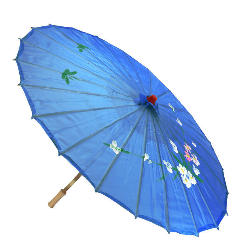 Paraguas de papel con flores impresas chinas, sombrilla tradicional hecha a mano, sombrilla clásica de baile Retro, decoración de: Dark blue