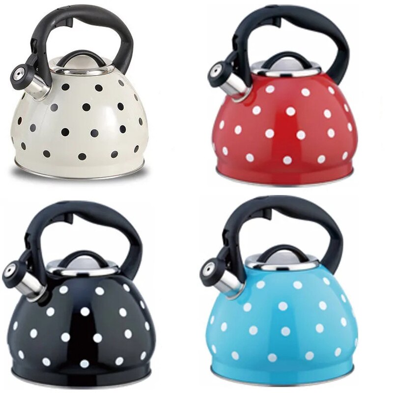 304 Roestvrijstalen Ketel Fluitje 3L Golf Punt Zwart Rood Sferische Water Pot Inductie Kookplaat Huishoudelijke Keuken Benodigdheden