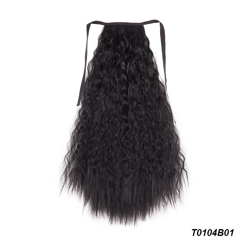 Extensiones de cola de caballo para mujer, coleta larga con ondas de maíz de 21 pulgadas, cinta sintética para atar, coleta: T1B / 613