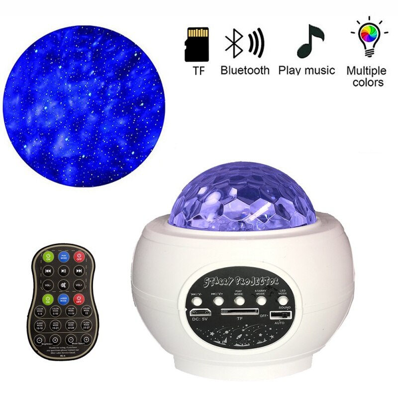 6 Kleuren Oceaan Zwaaien Licht Sterren Sky Projector Led Nachtlampje Nebula Cloud 360 Graden Rotatie Night Lamp Bluetooth Muziek: A2