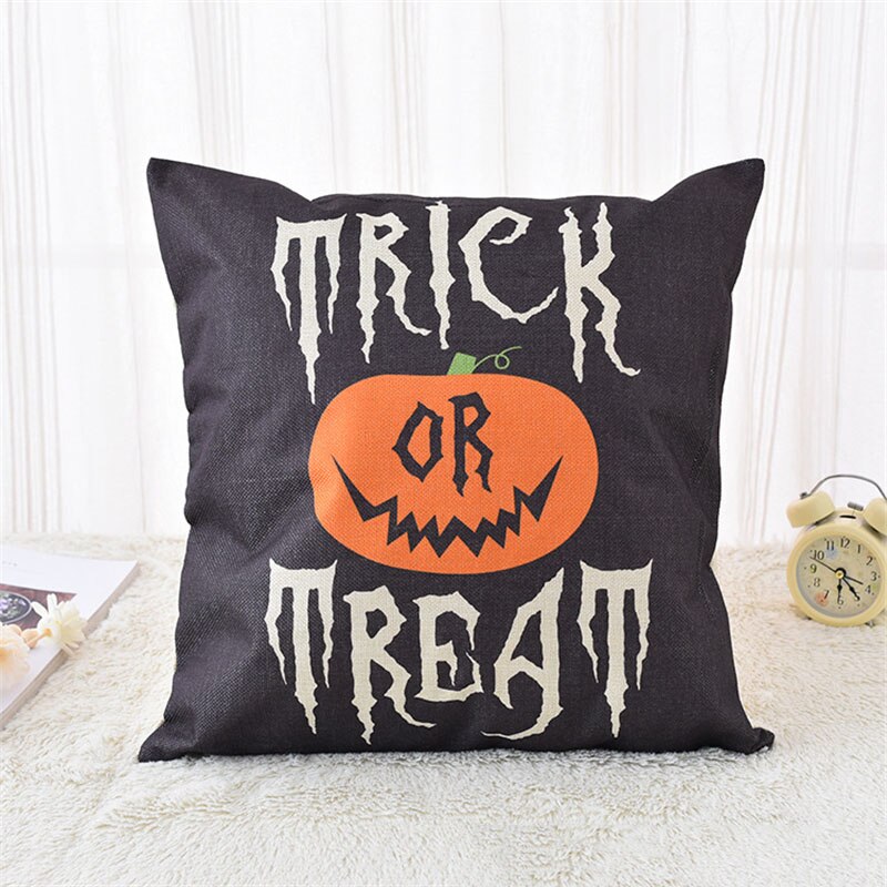 Halloween spöke häxa pumpa örngott sittsoffa kuddfodral linne bomull fyrkantigt grönt kuddfodral för heminredning