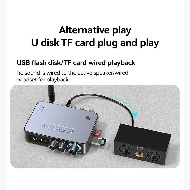 M9/m9 pro bluetooth-ljudmottagare, sändare, dsp, trådlös adapter, nfc/aux/rca/usb, u-disk/tf, /6.5 mikrofoner, karaoke/koaxial/fm-radio