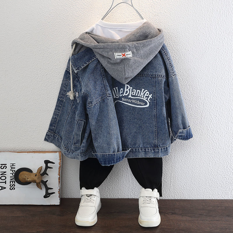 Boy Denim Jackets kids jeans coat Children hooded Outerwear clothing Spring Autumn boy hooded sport Clothes For 3-12T kids: Blue / 12