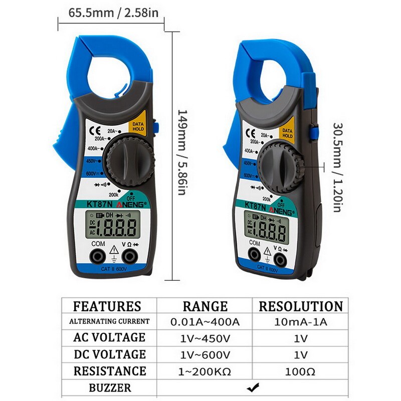 Non-Contact Digitale Multimeter Ac/Dc Stroomtang Meter Elektrische Tester True Rms Multimeter Klem Amperimetrica Volt Tester