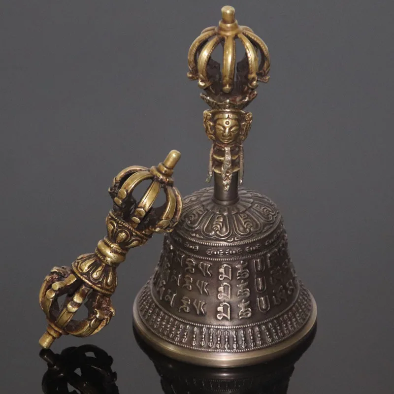 Nepal Tibetaanse Klokken Klinken Handgemaakte Koperen Vajra Bel En Stamper Meditatie Tool Geluid Genezend Instrument Boeddhist Levert