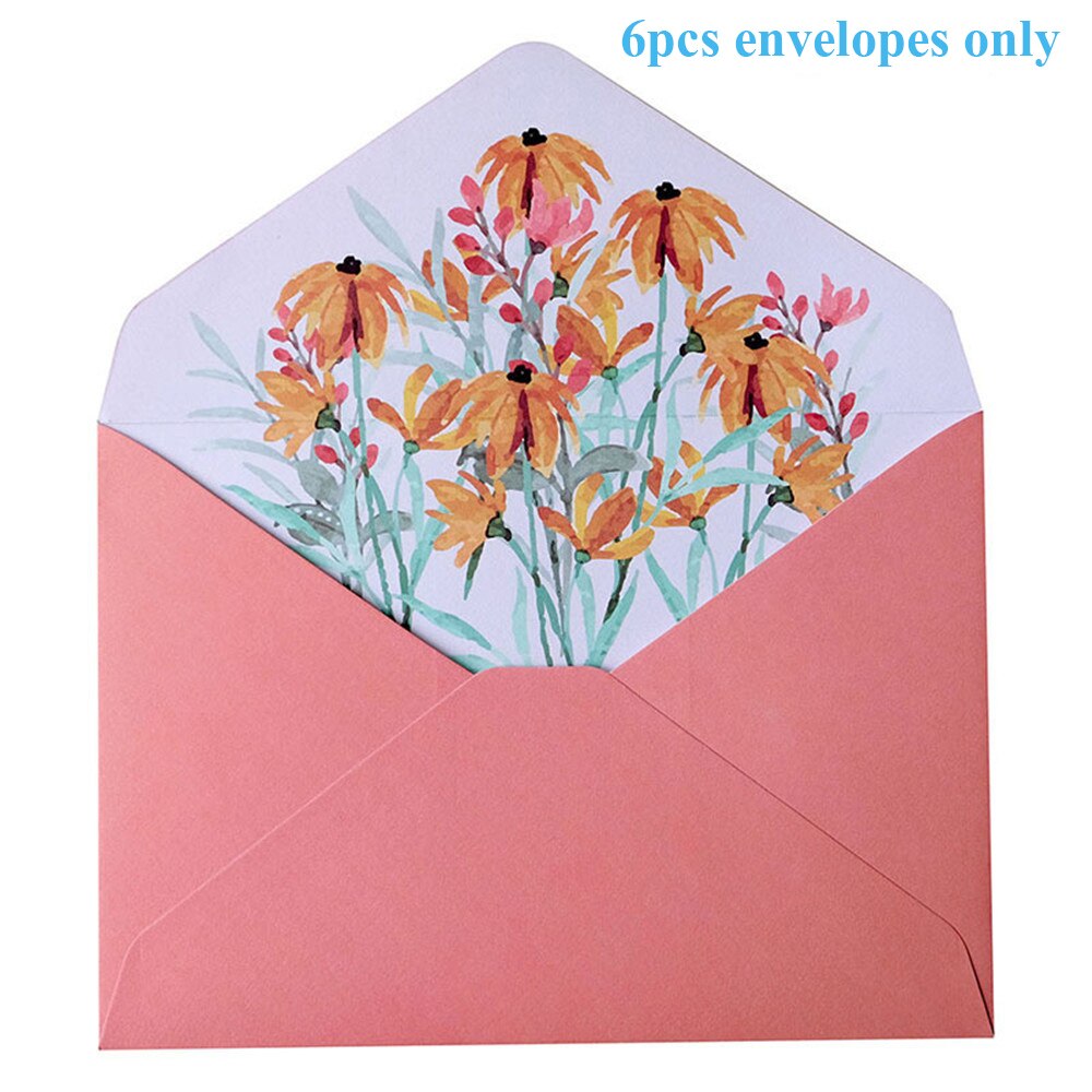 Sobre de flores impresas, sobre de tarjeta de felicitación de boda, sobre de invitación, carta, escritura, impresora decorativa, suministros de papelería, 6 piezas: F--6pcs envelopes