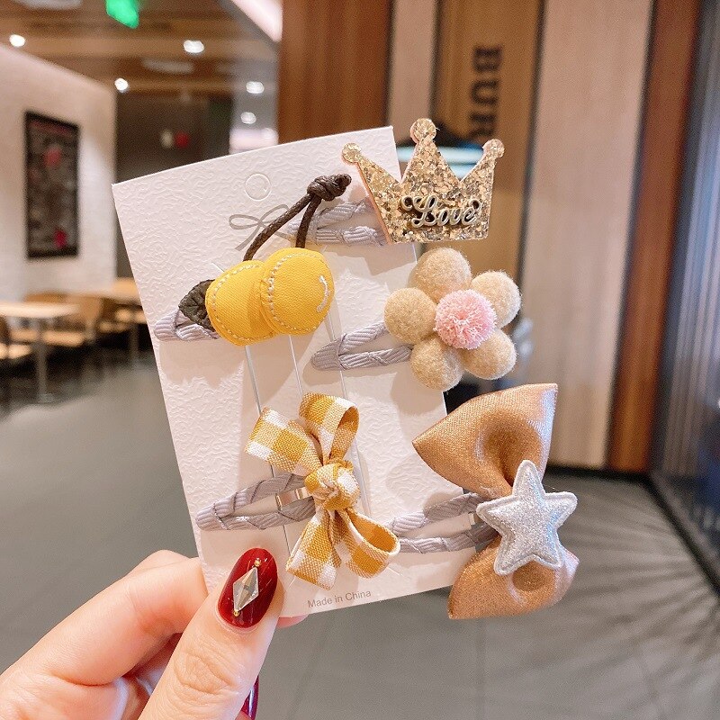 5 Teile/satz freundlicher Baby Nette Blume Bogen Stern Haar Clips Mädchen Karikatur Haarnadeln Barrettes Ornament freundlicher Haar Zubehör: Stil2