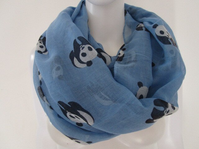 Foxmom – foulard tendance gris bleu Panda, écharpe Infinity Animal, pour femmes: Blue