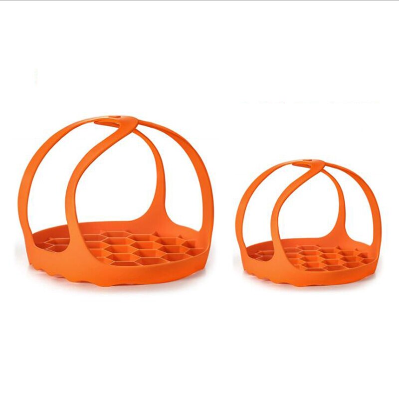 Pressure Cooker Sling Silicone Bakeware Lifter Cookers Anti-slip Drain Pad Heat Insulated Mat Egg Rack Kitchen Accessories: Orange 6.5inch
