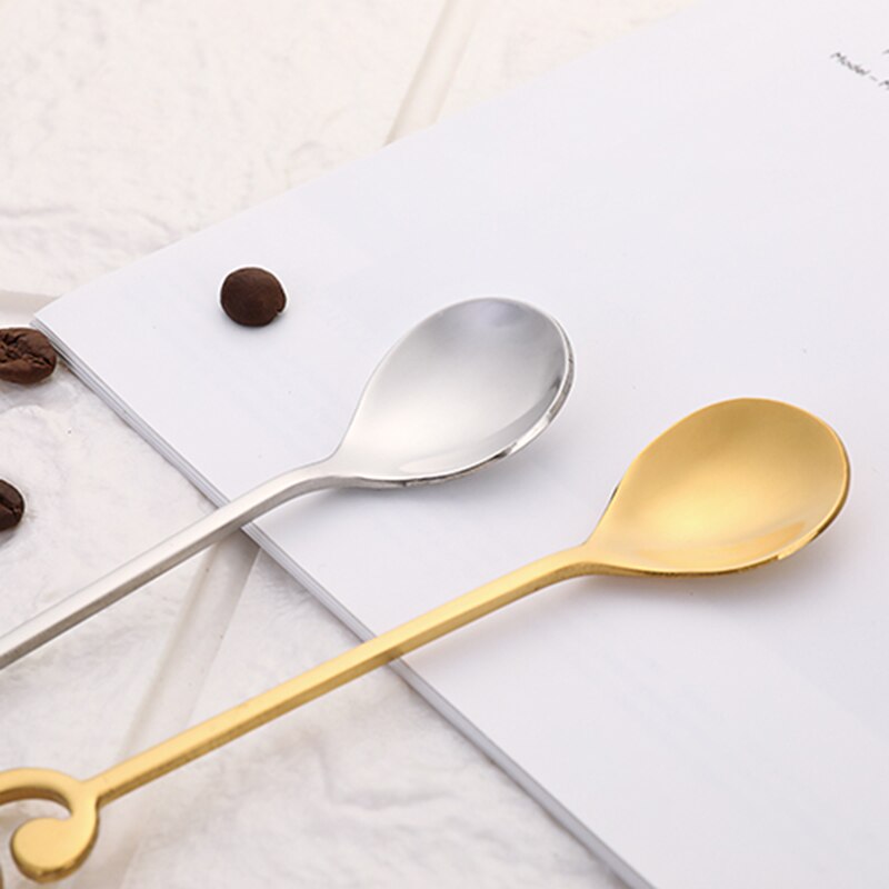 1Pcs Stainless Steel Spoon Musical Notes Coffee Spoon Ice Cream Dessert Tea Spoon Stirring Spoon Tableware Kichen Accessories