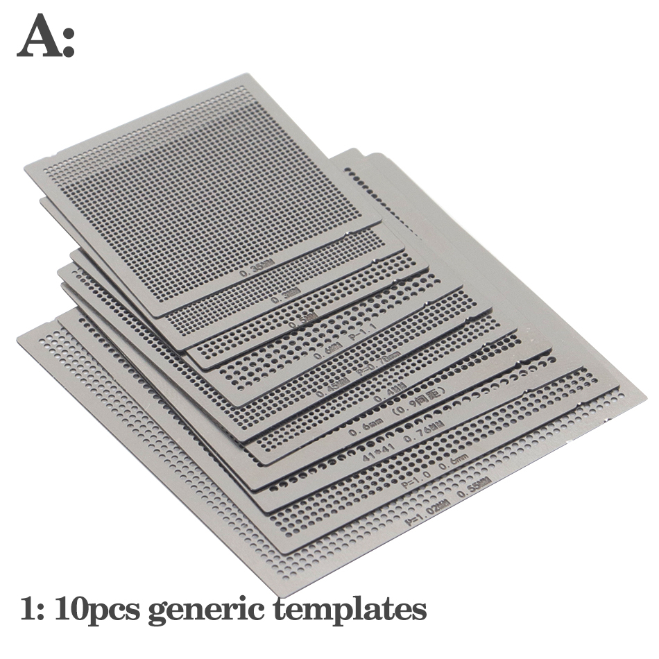 27Pcs /16pcs/10pcs BGA general template Universal Direct Heated Stencils For SMT SMD Chip Rpair and easy support: Silver