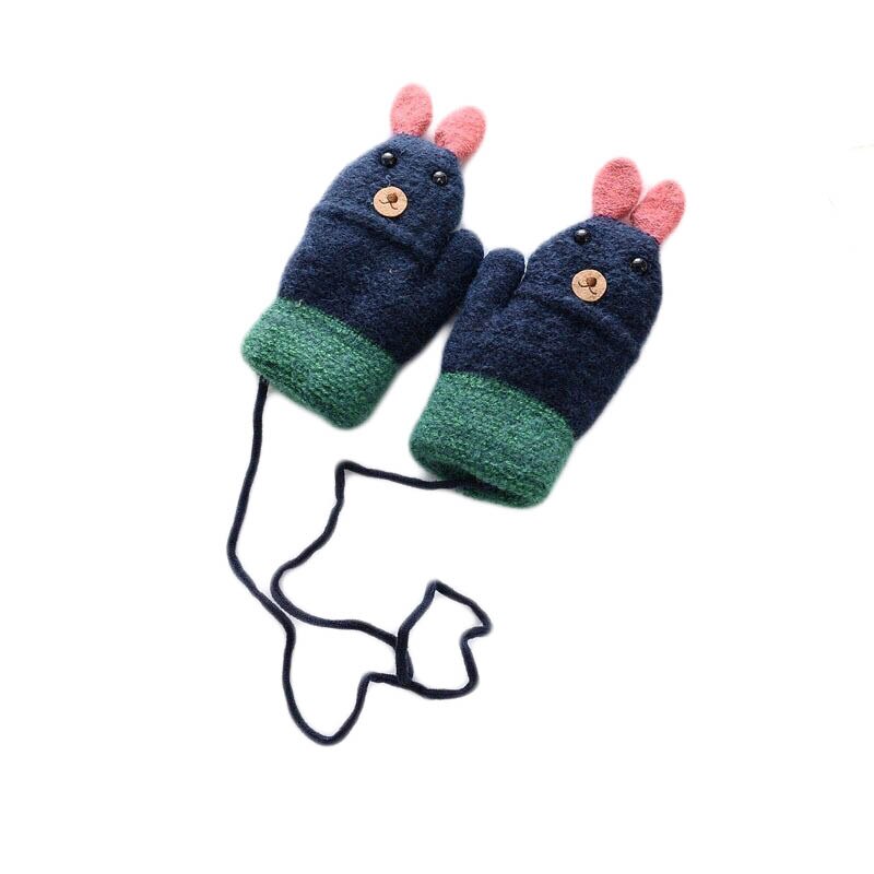 Para 2-4y alta qualidade winte bebê crianças luvas de malha inverno caixa coelho pacote das crianças dedos luvas quentes 2018